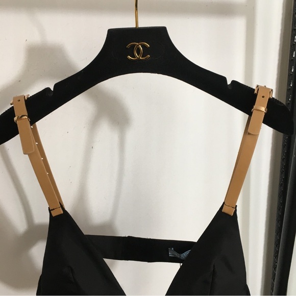 Prada Black Tank Top with Tan Straps - Picture 4 of 9